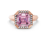 Rose gold Fancy Pink Asscher  Halo Diamond Ring with Cathedral Band and Four-Prong Setting_47