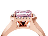 Rose gold Fancy Pink Asscher  Halo Diamond Ring with Cathedral Band and Four-Prong Setting_51