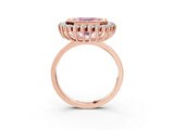 Rose gold Fancy Pink Asscher  Halo Diamond Ring with Milgrain Edge and Round Prong Setting_81