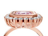 Rose gold Fancy Pink Asscher  Halo Diamond Ring with Milgrain Edge and Round Prong Setting_82