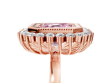 Rose gold Fancy Pink Asscher  Halo Diamond Ring with Milgrain Edge and Round Prong Setting_83
