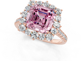 Rose gold Fancy Pink Asscher  Halo Diamond Ring with Pavé Band and Prong Setting_19