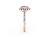 Rose gold Fancy Pink Asscher  Halo Diamond Ring with Pavé Band and Prong Setting_20