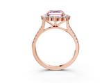Rose gold Fancy Pink Asscher  Halo Diamond Ring with Pavé Band and Prong Setting_21