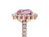 Rose gold Fancy Pink Asscher  Halo Diamond Ring with Pavé Band and Prong Setting_23