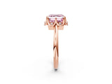 Rose gold Fancy Pink Asscher  Halo Diamond Ring with Round Cluster Setting, Solitaire Band, and Four-Prong Setting_31