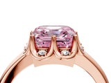 Rose gold Fancy Pink Asscher  Halo Diamond Ring with Round Cluster Setting, Solitaire Band, and Four-Prong Setting_33