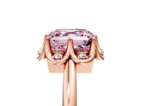 Rose gold Fancy Pink Asscher  Halo Diamond Ring with Round Cluster Setting, Solitaire Band, and Four-Prong Setting_34