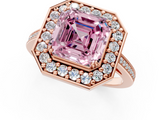 Rose gold Fancy Pink Asscher  Halo Diamond Ring with Split Shank and Four-Prong Setting_1