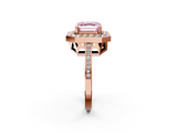 Rose gold Fancy Pink Asscher  Halo Diamond Ring with Split Shank and Four-Prong Setting_2