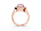 Rose gold Fancy Pink Asscher  Halo Diamond Ring with Split Shank and Four-Prong Setting_3