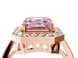 Rose gold Fancy Pink Asscher  Halo Diamond Ring with Split Shank and Four-Prong Setting_4