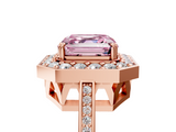 Rose gold Fancy Pink Asscher  Halo Diamond Ring with Split Shank and Four-Prong Setting_5
