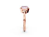 Rose gold Fancy Pink Asscher  Halo Diamond Ring with Tapered Band and Four-Prong Setting_5