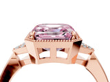 Rose gold Fancy Pink Asscher  Halo Diamond Ring with Tapered Band and Four-Prong Setting_7