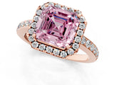Rose gold Fancy Pink Asscher  Halo Diamond Solitaire with Pavé Band and Four-Prong Setting_71