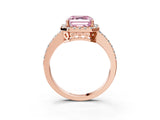 Rose gold Fancy Pink Asscher  Halo Diamond Solitaire with Pavé Band and Four-Prong Setting_73