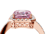 Rose gold Fancy Pink Asscher  Halo Diamond Solitaire with Pavé Band and Four-Prong Setting_74