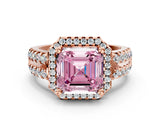 Rose gold Fancy Pink Asscher  Halo Diamond Split Shank Engagement Ring with Prong Setting_93