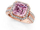 Rose gold Fancy Pink Asscher  Halo Diamond Split Shank Engagement Ring with Prong Setting_94