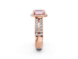 Rose gold Fancy Pink Asscher  Halo Diamond Split Shank Engagement Ring with Prong Setting_95