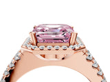 Rose gold Fancy Pink Asscher  Halo Diamond Split Shank Engagement Ring with Prong Setting_97