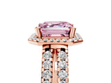 Rose gold Fancy Pink Asscher  Halo Diamond Split Shank Engagement Ring with Prong Setting_98