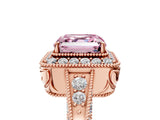 Rose gold Fancy Pink Asscher  Halo Diamond Split Shank Ring with Milgrain Detail_35
