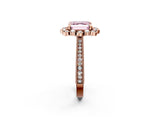Rose gold Fancy Pink Asscher  Halo Milgrain Pave Diamond Ring with Four-Prong Setting 4