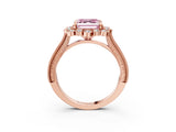 Rose gold Fancy Pink Asscher  Halo Milgrain Pave Diamond Ring with Four-Prong Setting 5