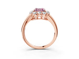 Rose gold Fancy Pink Asscher  Halo Milgrain Solitaire with Bezel Set Side Stones and Pave Band_35