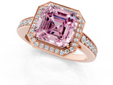 Rose gold Fancy Pink Asscher  Halo Pavé Diamond Engagement Ring with Bezel Setting_1