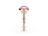 Rose gold Fancy Pink Asscher  Halo Pavé Diamond Engagement Ring with Bezel Setting_2