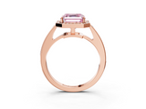 Rose gold Fancy Pink Asscher  Halo Pavé Diamond Engagement Ring with Bezel Setting_3
