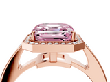 Rose gold Fancy Pink Asscher  Halo Pavé Diamond Engagement Ring with Bezel Setting_4