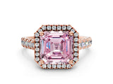 Rose gold Fancy Pink Asscher  Halo Pavé Diamond Engagement Ring with Four-Prong Setting_26