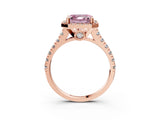 Rose gold Fancy Pink Asscher  Halo Pavé Diamond Engagement Ring with Four-Prong Setting_29