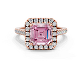 Rose gold Fancy Pink Asscher  Halo Pavé Diamond Engagement Ring with Four-Prong Setting_3