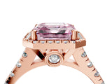 Rose gold Fancy Pink Asscher  Halo Pavé Diamond Engagement Ring with Four-Prong Setting_30