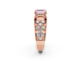 Rose gold Fancy Pink Asscher  Halo Pave Diamond Engagement Ring with Milgrain Detailing_48