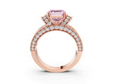 Rose gold Fancy Pink Asscher  Halo Pave Diamond Engagement Ring with Milgrain Detailing_49