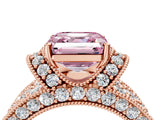 Rose gold Fancy Pink Asscher  Halo Pave Diamond Engagement Ring with Milgrain Detailing_50