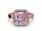 Rose gold Fancy Pink Asscher  Halo Pave Split Shank Prong Setting Ring_26