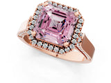 Rose gold Fancy Pink Asscher  Halo Pave Split Shank Prong Setting Ring_27