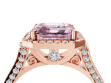 Rose gold Fancy Pink Asscher  Halo Pave Split Shank Prong Setting Ring_30