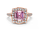 Rose gold Fancy Pink Asscher  Halo Round Diamond Pave Band with Four-Prong Setting_57