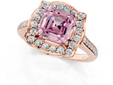 Rose gold Fancy Pink Asscher  Halo Round Diamond Pave Band with Four-Prong Setting_58
