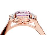 Rose gold Fancy Pink Asscher  Halo Round Diamond Pave Band with Four-Prong Setting_61