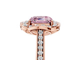 Rose gold Fancy Pink Asscher  Halo Round Diamond Pave Band with Four-Prong Setting_62