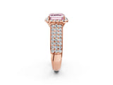 Rose gold Fancy Pink Asscher  Halo Round Diamond Pave Band with Prong Setting_14